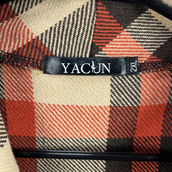 Yacun Vest Lapel Open Front Buffalo Plaid Sleeveless Cardigan SZ 2XL Fall Cozy - Picture 3 of 9